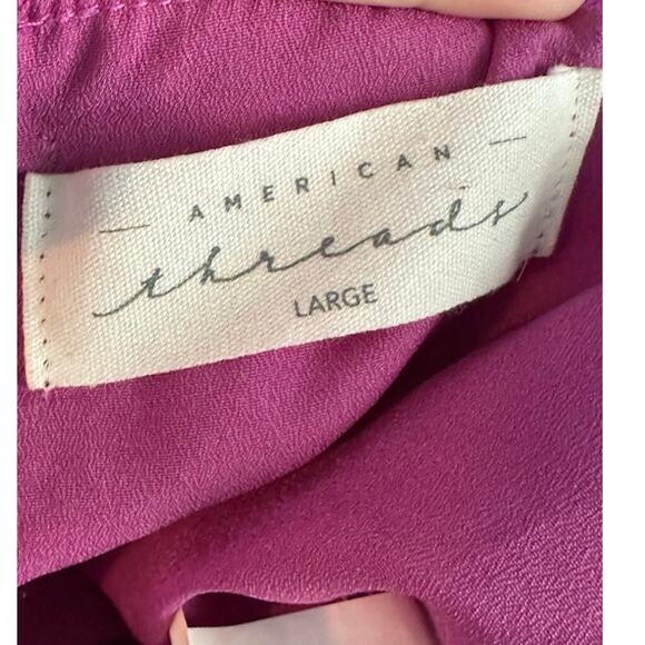 American Threads fuchsia ruffled open crossed back romper size Large - Picture 3 of 16